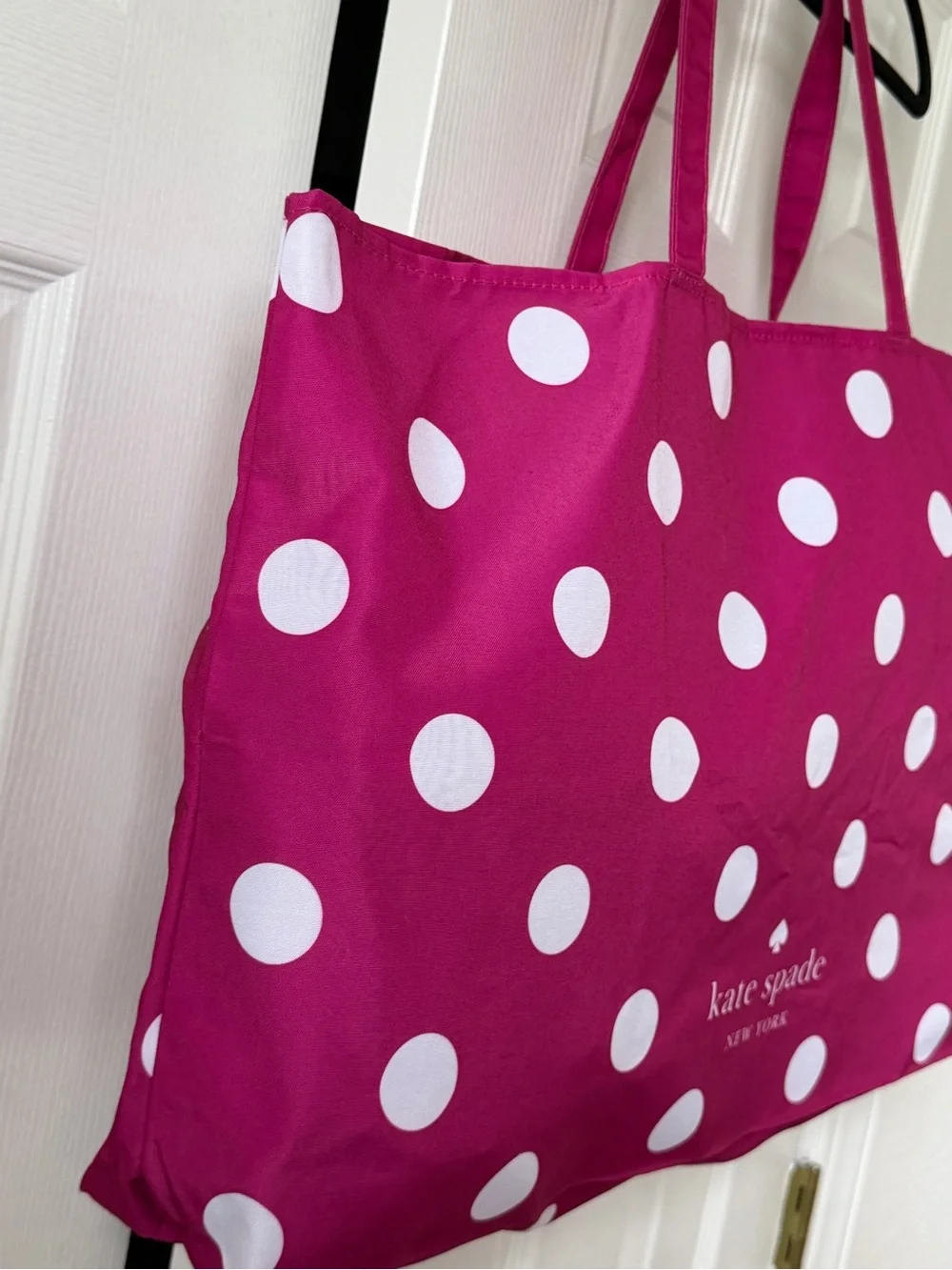 Kate Spade ♠️ Dotted Canvas Tote in Pink & White
